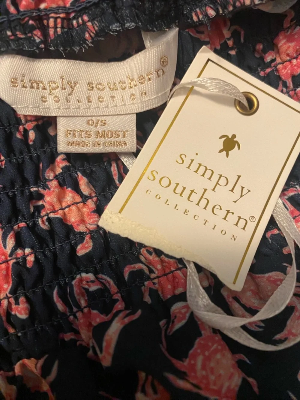 Simply Southern Shorts Womens Small Blue Pink Crab Print Pull On Lounge Beach - Picture 4 of 6